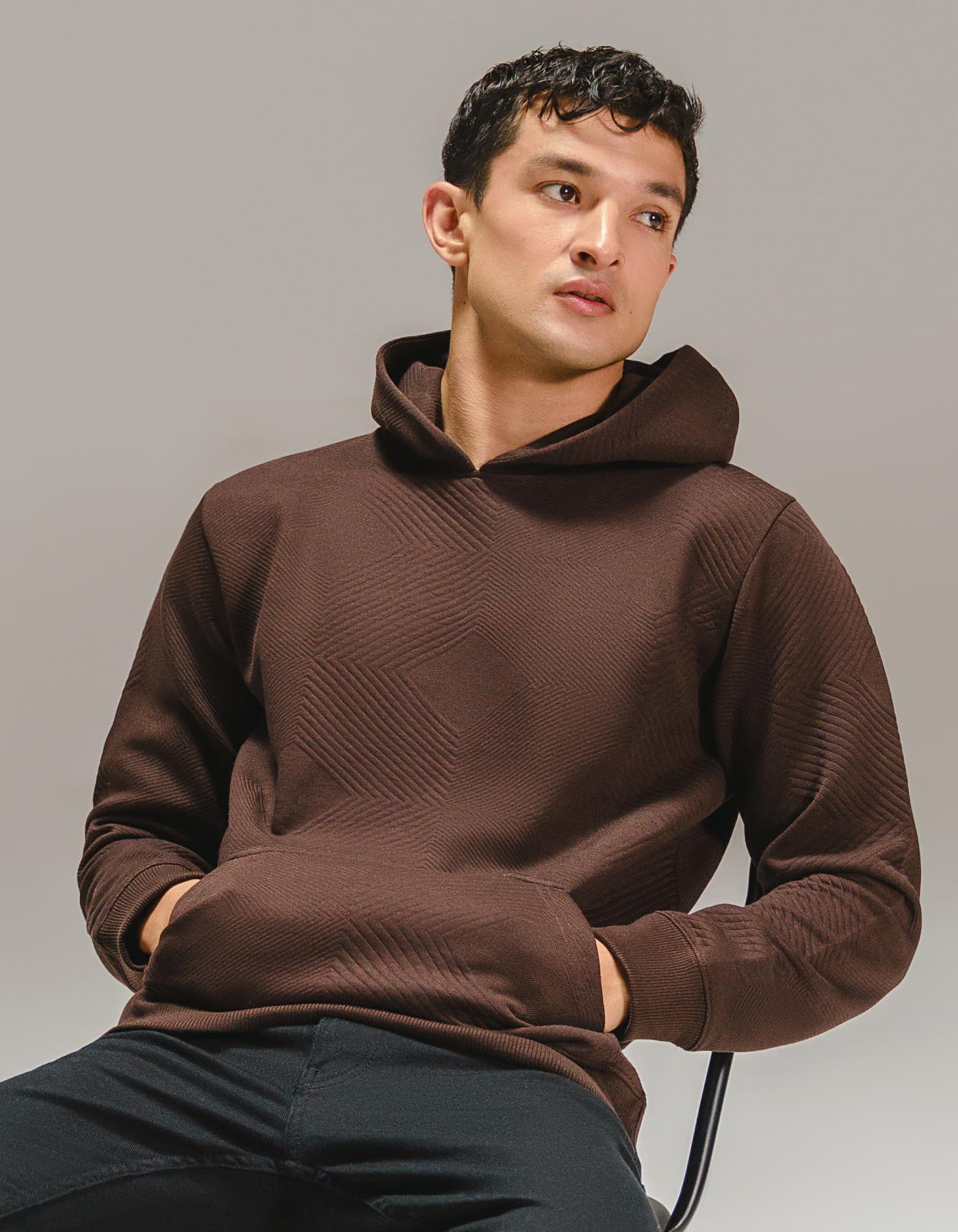 Brown Texture Pullover Hoodie