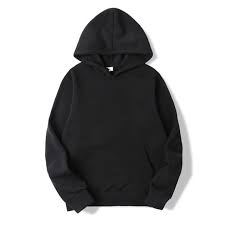 Black Plain Pullover Hoodie