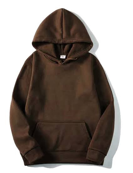 Chocolate brown Plain Pullover Hoodie